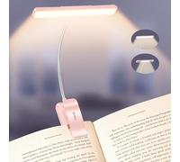Gritin 2026 Gén.2 Lampe de Lecture, 32 LED Spectre Complet Liseuse Clip Protection des Yeux,5 Couleurs&5 Luminosités, Faisceau Large/Étroit Réglable,1500mAh Longue Durée Rechargeable,Rose Clair