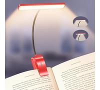 Gritin 2026 Gén.2 Lampe de Lecture, 32 LED Spectre Complet Liseuse Clip Protection des Yeux,5 Couleurs&5 Luminosités, Faisceau Large/Étroit Réglable,1500mAh Longue Durée Rechargeable pour Lire,Rouge