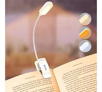 Gritin Lampe de Lecture 16 LED, Liseuse Lampe Clip Rechargeable, Gradation Progressive, 3 Modes de Protection des Yeux (Blanc/Ambre/Mixte), 360°Cou Flexible pour Lire au Lit,Blanc