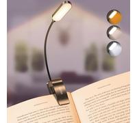 Gritin Lampe de Lecture 16 LED, Liseuse Lampe Clip Rechargeable, Gradation Progressive, 3 Modes de Protection des Yeux (Blanc/Ambre/Mixte), 360°Cou Flexible pour Lire au Lit