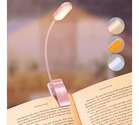 Gritin Lampe de Lecture 16 LED, Liseuse Lampe Clip Rechargeable, Gradation Progressive, 3 Modes de Protection des Yeux (Blanc/Ambre/Mixte), 360°Cou Flexible pour Lire au Lit,Rose