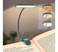 Gritin Lampe de Lecture 19 LED, Liseuse Lampe Clip Rechargeable, Protection des Yeux, 5 Luminosités & 3 Couleurs (Ambre/Blanc/Mixte), 360° Cou Flexible, Longue Durée,Léger & Portable-Vert Foncé