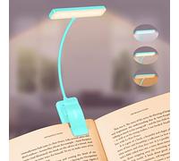 Gritin Lampe de Lecture 19 LED, Liseuse Lampe Clip Rechargeable, Protection des Yeux, Gradation en Continu & 3 Couleurs (Ambre/Blanc/Mixte), 360° Cou Flexible, Longue Durée, Portable pour Lire-Bleu