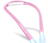 Gritin Lampe de Lecture de Cou Rechargeable au Lit, 4 Couleurs Protection des Yeux &5 Luminosité, Gradation en Continu, Liseuse Lampe Minuterie de 30-min, 80H+Autonomie, Rose Rouge