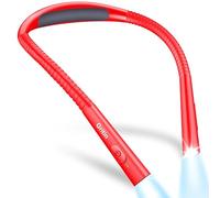 Gritin Lampe de Lecture de Cou Rechargeable au Lit, 4 Couleurs Protection des Yeux & Gradation en Continu, Liseuse Lampe Minuterie de 30 Minutes, 80H+Autonomie, Parfaite pour Lecture/Tricot,Rouge