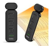 Gritin Lampe de Lecture Rechargeable, 3 Couleurs Protection des Yeux & 5 Niveaux de Luminosité Réglables, Portable Longue Durée Mini Liseuse Lampe Clip pour Lire au Lit,Noir