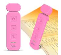 Gritin Lampe de Lecture Rechargeable, 3 Couleurs Protection des Yeux & 5 Niveaux de Luminosité Réglables, Portable Longue Durée Mini Liseuse Lampe Clip pour Lire au Lit,Rose