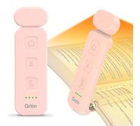 Gritin Lampe de Lecture Rechargeable, 3 Couleurs Protection des Yeux & 5 Niveaux de Luminosité Réglables, Portable Longue Durée Mini Liseuse Lampe Clip pour Lire au Lit,Rose Clair