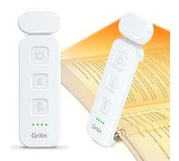 Gritin Lampe de Lecture Rechargeable, 3 Couleurs Protection des Yeux & 5 Niveaux de Luminosité Réglables, Portable Longue Durée Mini Liseuse Lampe Clip pour Lire au Lit,Blanc