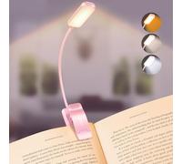 Gritin Lampe de Lecture Rechargeable, 9 LED Liseuse Lampe Clip, Gradation Progressive & 3 Modes Protection des Yeux, 360° Cou Flexible, Indicateur, Longue Travail pour Lire au Lit-Rose