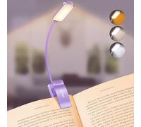 Gritin Lampe de Lecture Rechargeable, 9 LED Liseuse Lampe Clip, Gradation Progressive & 3 Modes Protection des Yeux, 360° Cou Flexible, Indicateur, Longue Travail pour Lire au Lit-Violet