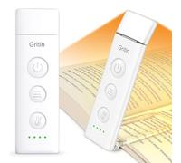Gritin Lampe de Lecture Rechargeable, Liseuse Lampe Clip au Lit, 3 Couleurs Protection des Yeux & 5 Luminosités Réglables en Continu, Compacte et Durable, Cadeaux pour Lecteurs de Livres