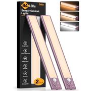 Gritin Lampe de Placard-84 LED Super Lumineuses, 26CM, 3 Couleurs&5 Luminosités, 4 Modes, Détecteur de Mouvement,Rechargeable 1800mAh Longue Durée-Installation Facile Lampe d'Armoire,Violet Sombre