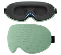 Gritin Masque de Nuit 100% Anti-lumière pour Hommes et Femmes, Masque de Sommeil 3D Doux Confortable Zero Pression pour Dormir sur le Côté avec Sangle Ajustable, Design Ergonomique pour Voyage,Cyan