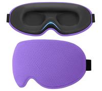 Gritin Masque de Nuit 100% Anti-lumière pour Hommes et Femmes, Masque de Sommeil 3D Doux Confortable Zero Pression pour Dormir sur le Côté avec Sangle Ajustable, Design Ergonomique,Violet Foncé