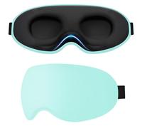 Gritin Masque de Nuit 100% Occultant pour Hommes & Femmes, 3D Masque de Sommeil Ultra Doux Zero Pression pour Dormir sur le Côté avec Sangle Ajustable, Design Ergonomique pour les Voyages,Bleu