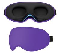 Gritin Masque de Nuit 100% Occultant pour Hommes & Femmes, 3D Masque de Sommeil Ultra Doux Zero Pression pour Dormir sur le Côté avec Sangle Ajustable, Design Ergonomique pour les Voyages,Gris Clair