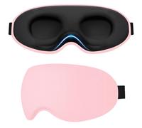 Gritin Masque de Nuit 100% Occultant pour Hommes & Femmes, 3D Masque de Sommeil Ultra Doux Zero Pression pour Dormir sur le Côté avec Sangle Ajustable, Design Ergonomique pour les Voyages,Rose