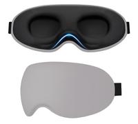 Gritin Masque de Nuit 100% Occultant pour Hommes & Femmes, 3D Masque de Sommeil Ultra Doux Zero Pression pour Dormir sur le Côté avec Sangle Ajustable, Design Ergonomique pour les Voyages,Gris Foncé