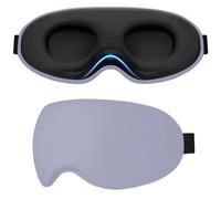 Gritin Masque de Nuit 100% Occultant pour Hommes & Femmes, 3D Masque de Sommeil Ultra Doux Zero Pression pour Dormir sur le Côté avec Sangle Ajustable, Design Ergonomique pour les Voyages,Bleu Gris