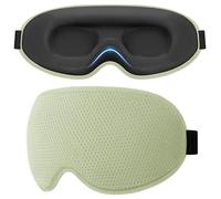 Gritin Masque de Nuit 100% Occultant pour Hommes & Femmes Masque de Sommeil | 3D Doux Confortable Zero Pression pour Dormir sur le Côté avec Sangle Ajustable, Design Ergonomique,Vert Pâle