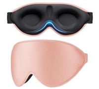 Gritin Masque de Nuit Innovant pour Hommes&Femmes, 100% Occultant,Zero Pression Design de Pont De Nez,3D Masque Yeux Doux&Confortable pour Dormir avec Sangle Élastique Réglable,Gris Rose