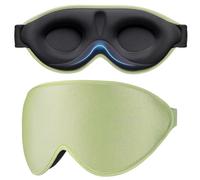 Gritin Masque de Nuit Innovant pour Hommes&Femmes, 100% Occultant,Zero Pression Design de Pont De Nez,3D Masque Yeux Doux&Confortable pour Dormir avec Sangle Élastique Réglable,Vert Clair