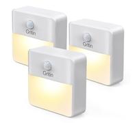 Gritin Veilleuse LED [Lot de 3], Lampe Nuit Placard Veilleuse Enfant, Détecteur de Mouvement et Capteur de Lumière, Efficacité Énergétique, Adhésive pour Chambre Bébé, Salon, Couloir, Blanc Chaud