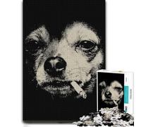 Gritty Dog Poster, Dark Animal Illustration P Puzzle en Bois, 300 pièces | Un moment puzzle à partager - moins de temps devant les écrans sur plusieurs sessions.