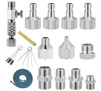 Griwiuiowe Lot de 16 adaptateurs de brosse à air, adaptateur de brosse à air, fermeture rapide, brosse à air, outil de nettoyage pour compresseur d'air