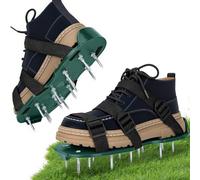 Griwuut Chaussures aérateurs de pelouse à double sangles sur le cou-de-pied - Sandales d'aération à pointes - Aération efficace - Taille universelle - Pré-assemblées pour pelouse, cour, patio, jardin