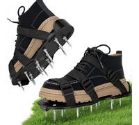 Griwuut Chaussures aérateurs de pelouse à double sangles sur le cou-de-pied - Sandales d'aération à pointes - Aération efficace - Taille universelle - Pré-assemblées pour pelouse, cour, patio, jardin