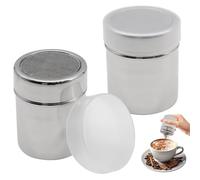 Griwuut Distributeur de poudre en acier inoxydable avec couvercle, plumeau à mailles fines pour travaux manuels, sucre glace, cacao et décoration de pâtisserie 8 x 6 cm