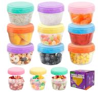 Griwuut Lot de 12 récipients à vinaigrette de 75 ml avec couvercles, anti-fuite, mini pots à sauce, petits récipients de stockage pour condiments et boîte à déjeuner