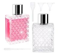Griwuut Lot de 2 atomiseurs de parfum rechargeables en verre de 100 ml avec entonnoir et compte-gouttes, flacons vaporisateurs de voyage transparents portables pour distribution de parfum cosmétique à