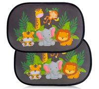 Griwuut Lot de 2 pare-soleil de voiture pour bébé, avec protection UV, 47 x 30 cm, pour enfants, avec motifs d'animaux mignons