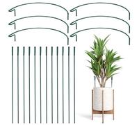 Griwuut Lot de 6 piquets de support demi-ronds pour plantes de jardin, 35,6 x 20,3 cm, anneaux de support en métal solide pour fleurs, pivoines, hortensias, roses, tomates