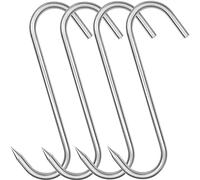 Grizef Lot de 4 crochets en forme de S de 20,3 cm en acier inoxydable robuste pour traitement de la viande, séchage du barbecue, cuisson de la viande pour boucher, agriculteur, chasseur (lot de 4, 8