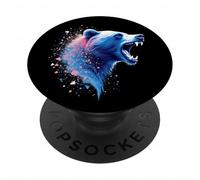 Grizzli Rugissant Libre Couleurs Vives PopSockets PopGrip Adhésif