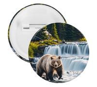 Grizzlies in River Falls Badge rond en métal, broche légère pour sac à dos, épingles à boutons tendance pour chemises, vestes, châle, manteau, unisexe, 12PCS, Fer blanc, épingles rondes en métal
