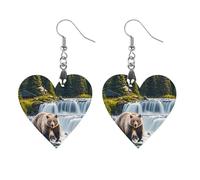 Grizzlies in River Falls Boucles d'oreilles en bois pour femme, bijoux vintage élégants en bois, boucles d'oreilles légères pour mariage, fête, cadeau de tous les jours, Star, Bois, Bois.