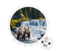 Grizzlies in River Falls Décapsuleur magnétique, outil de cuisine peu encombrant, décapsuleur de bière amusant et aimant de réfrigérateur pour camping, voyage, camping, blanc