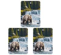 Grizzlies in River Falls Lot de 3 désodorisants carrés à suspendre pour voiture, maison, bureau, style blanc