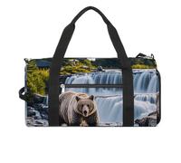 Grizzlies in River Falls Sac de sport pour homme et femme, sac fourre-tout imperméable, grand sac de sport pour voyage et entraînement