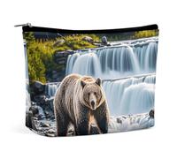 Grizzlies in River Falls Trousse de maquillage portable étanche pour femme Grande trousse de maquillage esthétique pour voyage, travail, style, taille unique, Style :, Taille unique