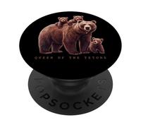 Grizzly 399 Bear Lovers Queen of The Tetons National Park PopSockets PopGrip Adhésif