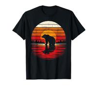 Grizzly Bear Coucher de soleil rétro style safari vintage années 70 T-Shirt