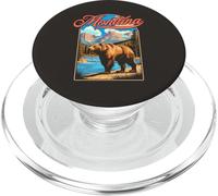 Grizzly Bear & Montana Mountains Vintage 70s Vibe Graphic PopSockets PopGrip pour MagSafe
