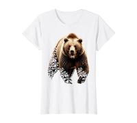 Grizzly Bear Ours Brun T-Shirt Graphique avec Valeur, Femme, Blanc, M