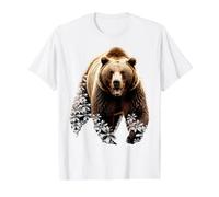 Grizzly Bear Ours Brun T-Shirt Graphique avec Valeur, Homme, Blanc, S
